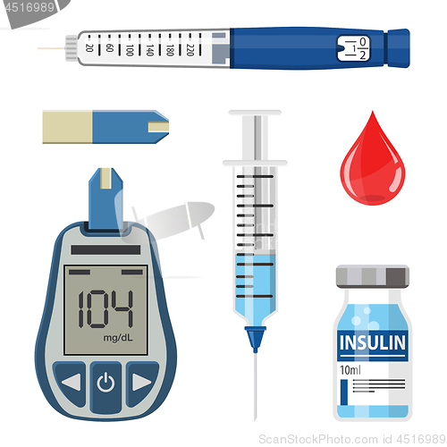 Image of Diabetes and Insulin Icons Set