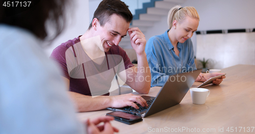 Image of Startup Business Team At A Meeting at modern office building