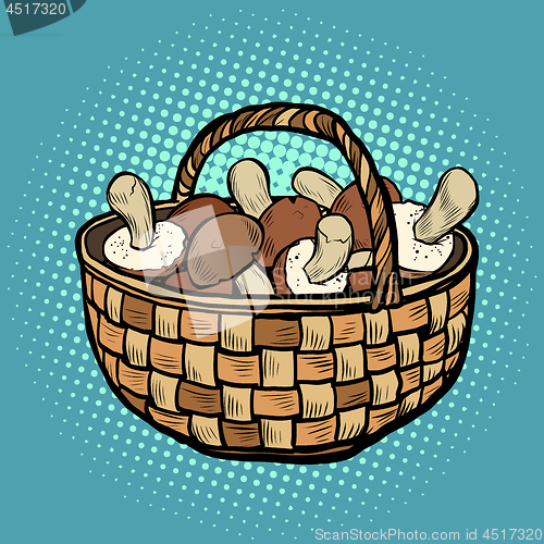 Image of basket with mushrooms