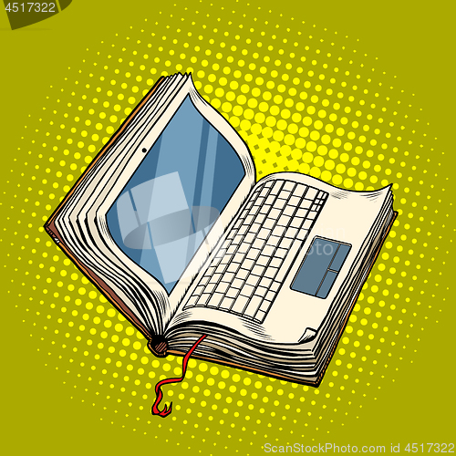 Image of book laptop electronic library, online education