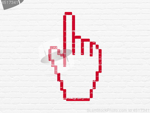 Image of Web development concept: Mouse Cursor on wall background
