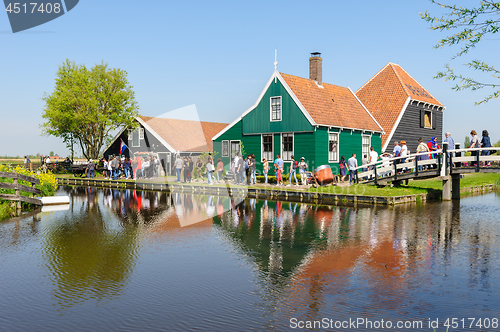 Image of Traditional Dutch village houses in Zaanse Schans, Netherlands