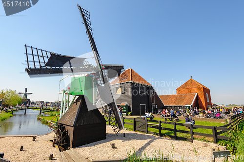 Image of Traditional Dutch village houses in Zaanse Schans, Netherlands