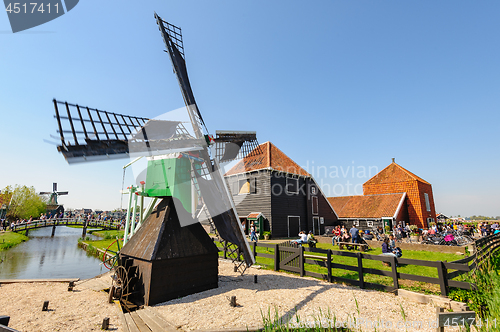 Image of Traditional Dutch village houses in Zaanse Schans, Netherlands