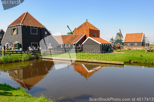 Image of Traditional Dutch village houses in Zaanse Schans, Netherlands