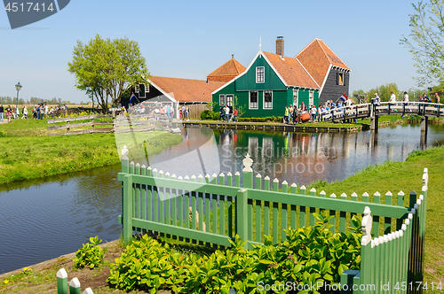 Image of Traditional Dutch village houses in Zaanse Schans, Netherlands