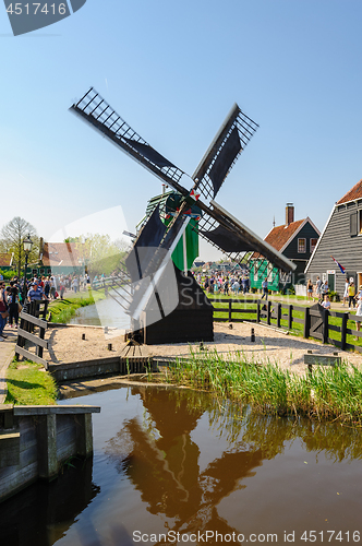 Image of Traditional Dutch village houses in Zaanse Schans, Netherlands