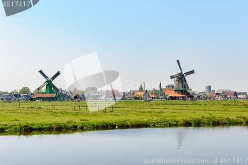 Image of Traditional Dutch village houses in Zaanse Schans, Netherlands