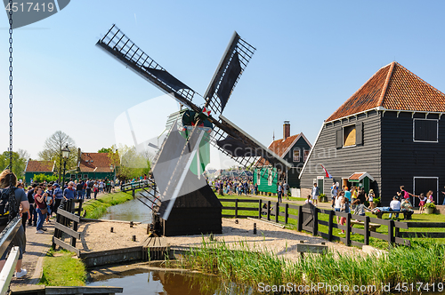 Image of Traditional Dutch village houses in Zaanse Schans, Netherlands