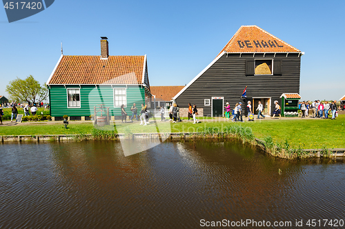 Image of Traditional Dutch village houses in Zaanse Schans, Netherlands