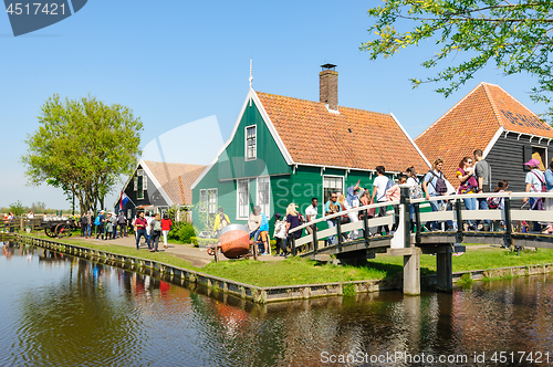 Image of Traditional Dutch village houses in Zaanse Schans, Netherlands