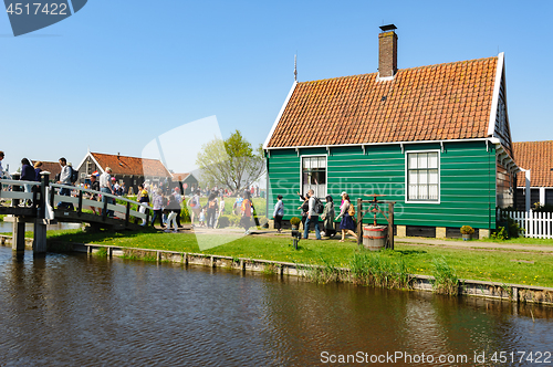 Image of Traditional Dutch village houses in Zaanse Schans, Netherlands