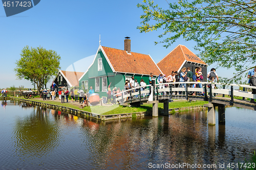 Image of Traditional Dutch village houses in Zaanse Schans, Netherlands