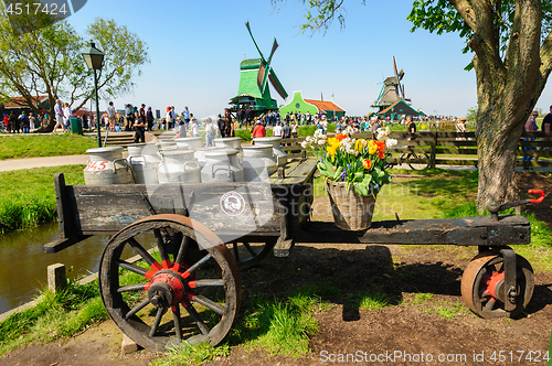 Image of Traditional Dutch village houses in Zaanse Schans, Netherlands