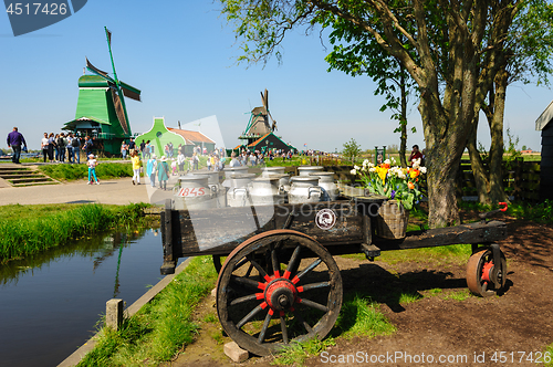 Image of Traditional Dutch village houses in Zaanse Schans, Netherlands