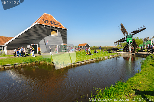 Image of Traditional Dutch village houses in Zaanse Schans, Netherlands