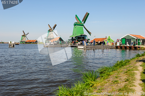 Image of Traditional Dutch windmills in Zaanse Schans, Netherlands