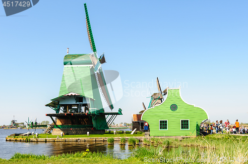 Image of Traditional Dutch windmills in Zaanse Schans, Netherlands