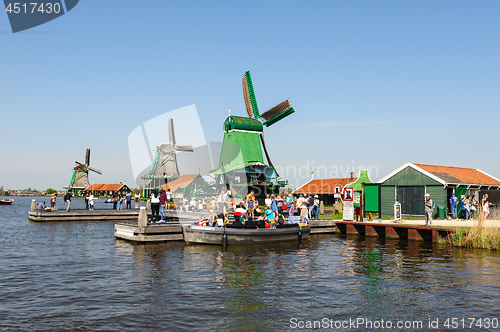 Image of Traditional Dutch windmills in Zaanse Schans, Netherlands