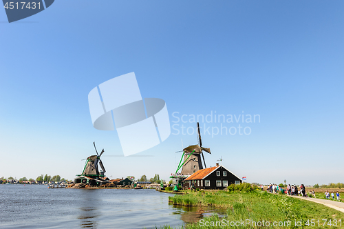 Image of Traditional Dutch windmills in Zaanse Schans, Netherlands