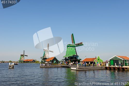 Image of Traditional Dutch windmills in Zaanse Schans, Netherlands