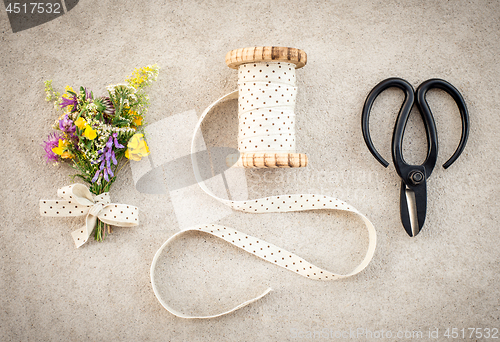 Image of Vintage style floral decor on concrete background