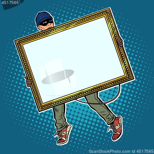 Image of a thief steals a painting