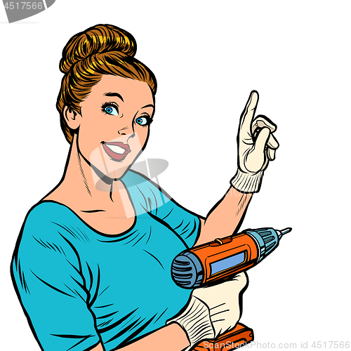 Image of woman with hand drill