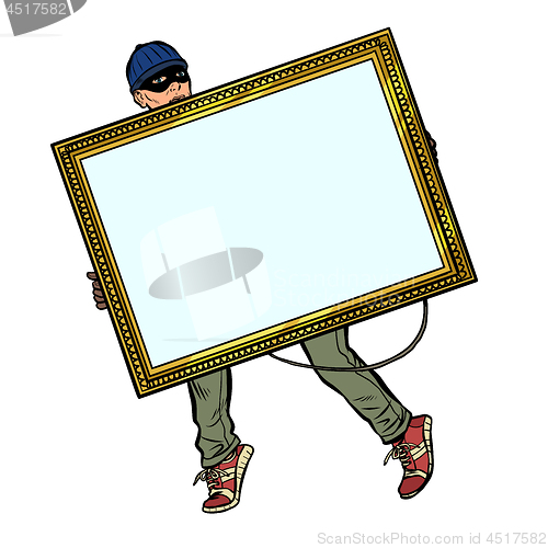 Image of a thief steals a painting