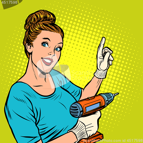 Image of woman with hand drill