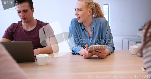 Image of Startup Business Team At A Meeting at modern office building