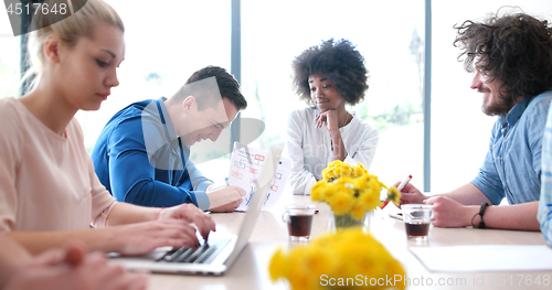 Image of Multiethnic startup business team on meeting
