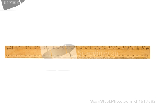 Image of Wooden ruler on white