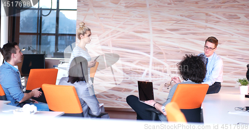 Image of Startup Business Team At A Meeting at modern office building