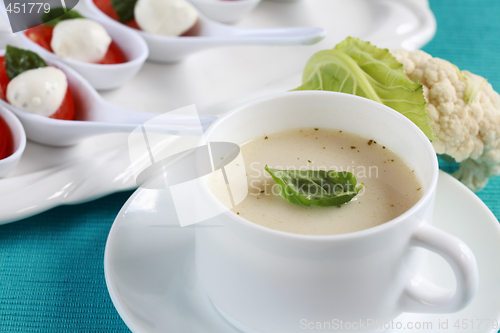 Image of Cauliflower soup with fresh basil
