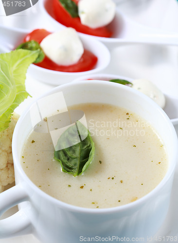 Image of Cauliflower soup with fresh basil