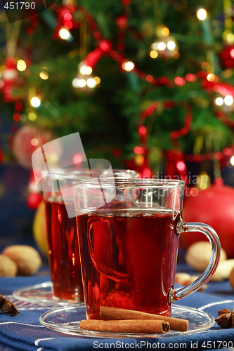 Image of Hot drink with Christmas cookies