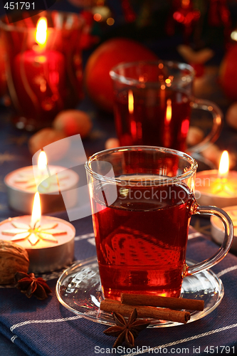 Image of Hot drink with Christmas cookies