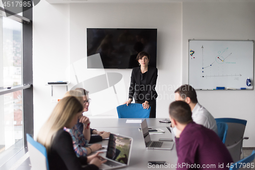 Image of Group of young people meeting in startup office