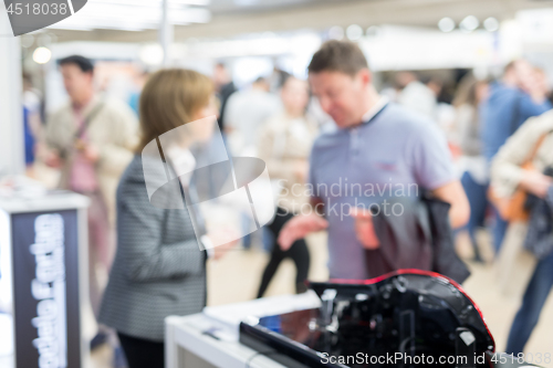 Image of Blured image of businesspeople socializing and networking at business and entrepreneurship meeting