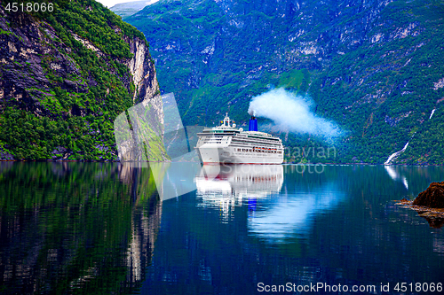 Image of Cruise Liners On Geiranger fjord, Norway