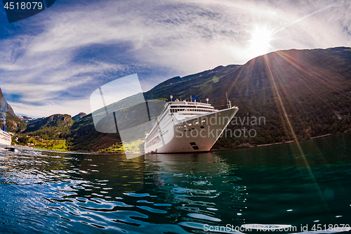 Image of Cruise Liners On Geiranger fjord, Norway