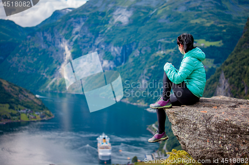 Image of Geiranger Fjord Beautiful Nature Norway.