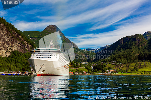 Image of Cruise Liners On Geiranger fjord, Norway