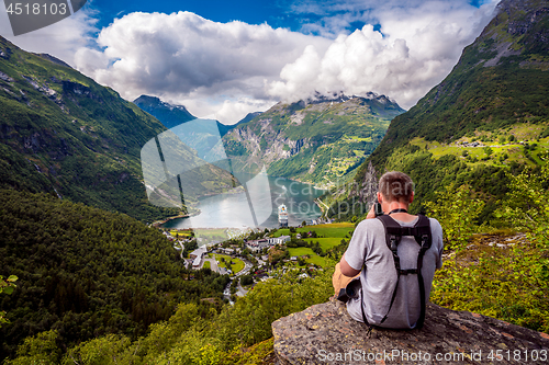 Image of Geiranger Fjord Beautiful Nature Norway