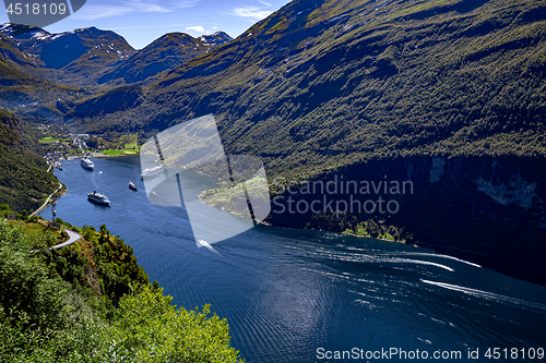 Image of Geiranger fjord, Beautiful Nature Norway.