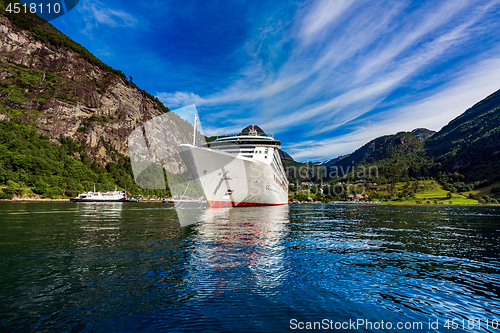 Image of Cruise Liners On Geiranger fjord, Norway