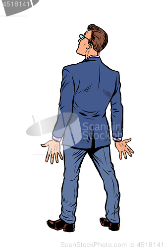 Image of businessman stands back isolate on white background