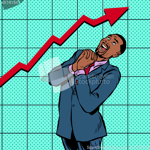 Image of joyful african businessman growth chart