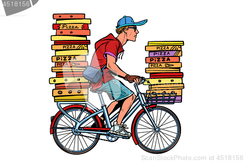 Image of pizza delivery by Bicycle